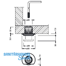 Hhenversteller zum Einbohren 305, 38, Tragkr.400KG, Zamak blank/KS schwarz