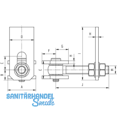 Anschweitorband verstellbar, Lnge 120 mm, Stahl blank/ verzinkt