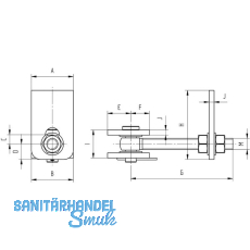 Anschweitorband verstellbar, Lnge 119 mm, Edelstahl V2A