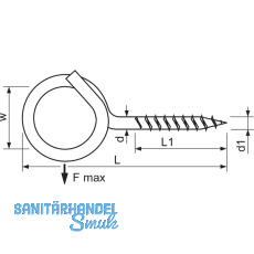 Deckenhaken mit Holzgewinde 9x120 Holzgewinde verzinkt-blau