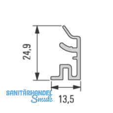 Design Alu-Sockelprofil unten 5000 mm, Edelstahl Effekt