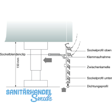 Design Alu-Sockelprofil oben 5000 mm, Edelstahl Effekt