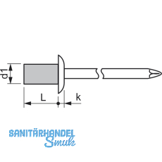 ISO15976 Dichtniete Flachrundkopf 4.0x 10 Stahl verzinkt mit Stahldorn