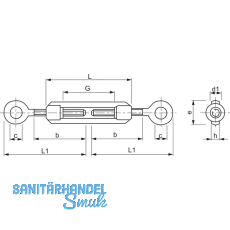 DIN1480 M 8 verzinkt Spannschloss mit sen