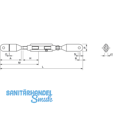 DIN1480 M12 verzinkt Spannschloss mit Blattschrauben