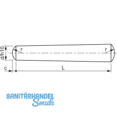 DIN 1B 2x 24 Toleranzfeld h10 1.4305 Kegelstift gedrehte Ausfhrung