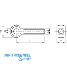 DIN 444BL 4.6 M12x 80 verzinkt Augenschraube mit Gewinde bis Kopf