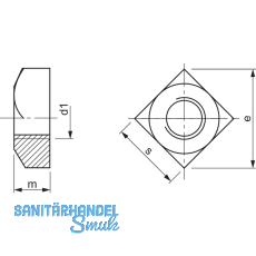 DIN 557/ 5 M12 blank Vierkantmutter