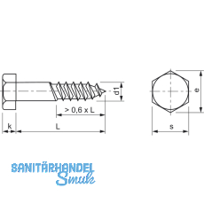 DIN 571 6x 60 Edelstahl A4 Gestellschraube (Schlsselschraube)