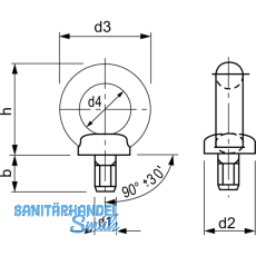 hnlich DIN 580 M20 Edelstahl A2 Ringschraube