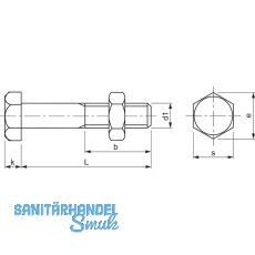 DIN 601 M12x380 verzinkt Mutterschraube (Bauschraube)