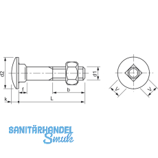 DIN 603 M10x110 verzinkt Torbandschraube mit Mutter