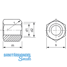 DIN6330B/10 M12 blank Sechskantmutter 1.5 d
