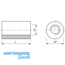 Distanzbuchsen rund M12x 40 Edelstahl A2 (Langmutter)