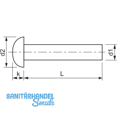 DIN 660 4x 16 Aluminium blank Halbrundniete