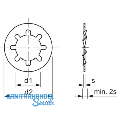 DIN6797I M16 verzinkt Zahnscheibe innengezahnt