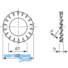 DIN6798A M 8 verzinkt Fcherscheibe aussengezahnt
