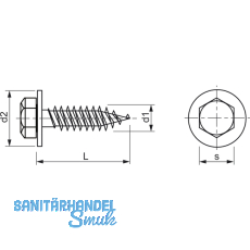 ISO10510-S1 5.5x19 verzinkt Kombi-Sechskantblechschraube (ISO1479) mit U-Scheibe