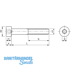 DIN6912 10.9 M 6x 12 blank Zylinderschraube mit niedrigem Kopf und Innensechskt.