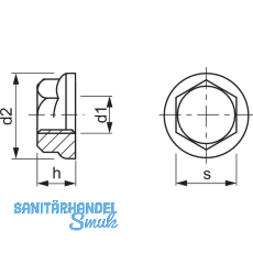 DIN6923/ 8 M20 verzinkt Sechskantmutter mit Flansch