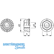DIN6923 M 4 Edelstahl A2 Sechskant-Sperrzahnmutter mit Flansch
