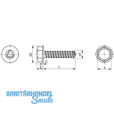 DIN7500DE (D) M 8x30 verzinkt gewindefurchende 6kt-Schraube mit Bund
