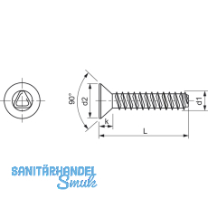 DIN7500ME (MT) M 5x 20 Torx 25 Edelstahl A2 gewindefurchende Senkschr.
