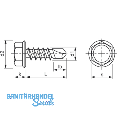 DIN7504K 6.3x 70 verzinkt Sechskant-Bohrschraube ~ISO15480