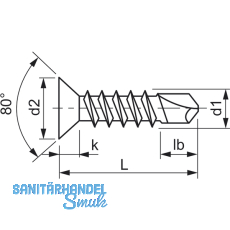 DIN7504O 3.9x 16 Torx15 Edelstahl A2 Senkkopf-Bohrschraube
