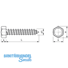 DIN7976C 5.5x 19 verzinkt Sechskantkopf-Blechschraube ~ISO1479