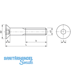 ISO10642 8.8 M 6x 25 verzinkt Senkschraube mit Innensechskant (~DIN7991)