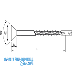 DIN7997 6.0 x 70 Pozidriv 3 verzinkt Holzschraube Senkkopf
