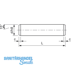 ISO2338 Toleranzfeld h8 6x 20 Edelstahl 1.4305 Zylinderstift