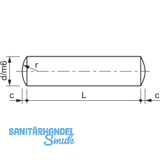 DIN 7-Toleranzfeld m6 4x 8 blank Zylinderstift ungehrtet, gedreht