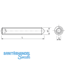 ISO4027 M 6x 8 Edelstahl A2 Gewindestift mit Spitze Innensechskant (DIN 914)