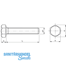 SECOTEC Sechskantschraube ohne Schaft DIN933 M8X16 verzinkt-blau KP-50