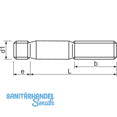 DIN 939 8.8 M16 FOx 35 verzinkt Stiftschraube ohne Festsitz am Einschraubende
