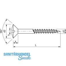 DIN 95 6.0 x 60 verzinkt Holzschraube Linsensenkkopf mit Schlitz