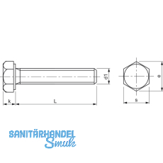 DIN 961 8.8 M 8x1.0 x 25 blank 6kt-Feingewindeschrauben ohne Schaft