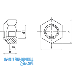 DIN 985 M 8 Edelstahl A4 Sicherungsmutter niedrige Form mit Polyamideinlage
