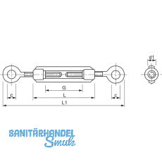 DIN1480 M 8 Edelstahl A4 Spannschloss mit sen