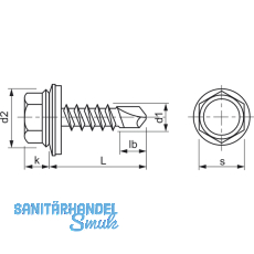 DIN7504K 5.5x 25 Edelstahl A2 Sechskantbohrschraube mit Scheibe  16 mm