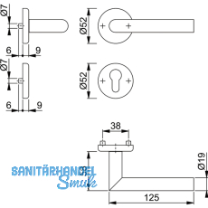HOPPE Drckergt. UTRECHT - auf Ros. PZ, TS 39 - 47, Edelstahl matt