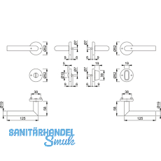 HOPPE Drckergt. UTRECHT - auf Ros. PZ, TS 39 - 47, Edelstahl matt