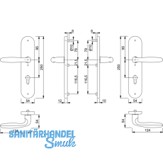HOPPE SH-Drckergt. VERONA - auf LS PZ92, TS67 - 72, oK., Alu, silber elox.