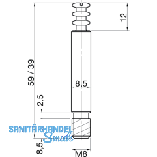 Einfachbolzen, M8x1, L 59, Zamak vernickelt