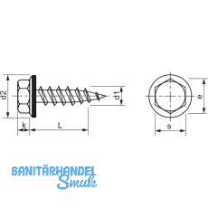 Fassadenbauschraube spitz 6.5x 32 Edelstahl A2 Neoprensch.  16 mm mit Zulassung