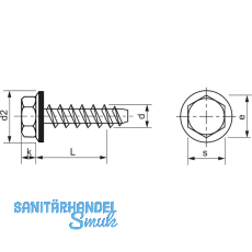 Fassadenschraube stumpf 6.3x 45 Edelstahl A2 Neoprensch.  16 mm mit Zulassung