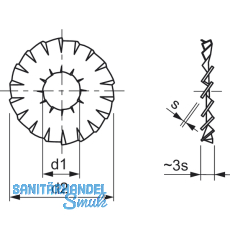 DIN6798A M 5 verzinkt Fcherscheibe DD doppelte Zahnung