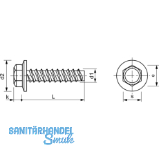 Fassadenbauschraube stumpf 6.3x 90 verzinkt mit Neoprendichtscheibe  16 mm